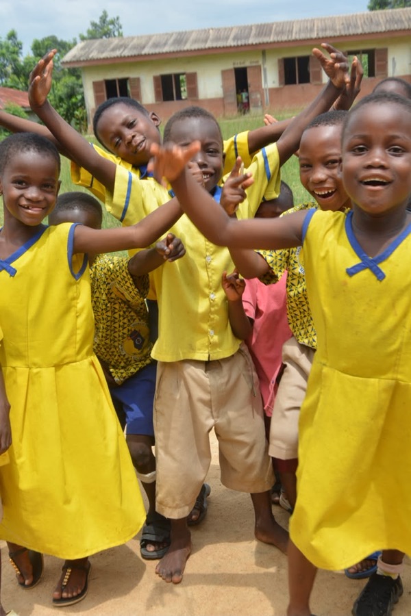 Students gathered in the school yard
