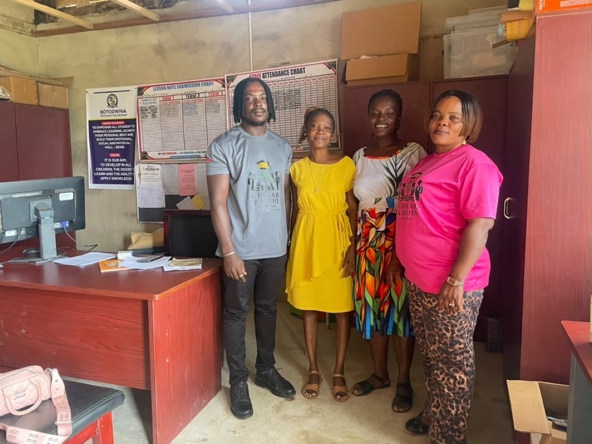 Scholars & Roots Ghana representatives with staff at Botodwina Methodist KG / Primary School